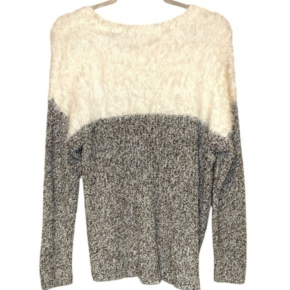 Two by Vince Camuto Cream & Black Heather Sweater Cotton Luxe Feel Blend - Picture 2 of 4